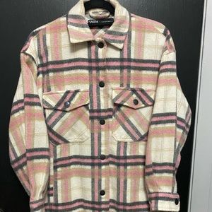 Zara Plaid Shacket XS